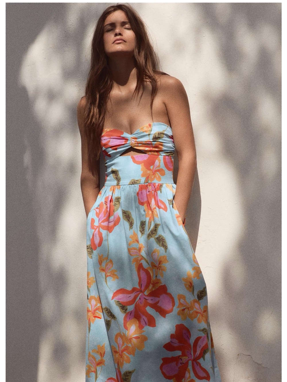 Zara Floral poplin midi dress